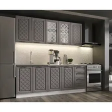 Кухонный гарнитур столплит Агава, ЛДСП, МДФ, Трюфель, 200х154,6х60 см коричневый