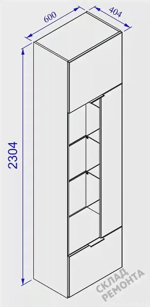 Шкаф-витрина Столплит, одностворчатый, Мальта СБ-3256/1, белый-0