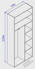 Шкаф для одежды Столплит, двухстворчатый, Милан СБ-3257 F2, серый