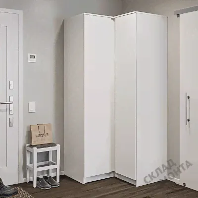Шкаф угловой Столплит, двухстворчатый, Леон СБ-3365, белый-0