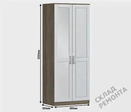 Шкаф Столплит, двухстворчатый, Илона СБ-2666, дуб сонома трюфель/сандал белый