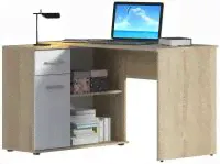<strong>Стол</strong> письменный <strong>компьютерный</strong> рабочий угловой <strong>столплит</strong> Мамбо СБ2886 дуб сонома белый с полками с ящиком 119 х 74 х 91