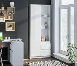 Шкаф СТОЛПЛИТ, Медея СБ-3238, с полками и 2-мя ящиками, 80x200x35 см белый