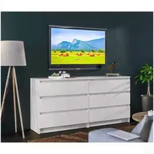 Комод столплит Леон СБ-3289 с 6 ящиками, без ручек, Белый 156x75x39 см